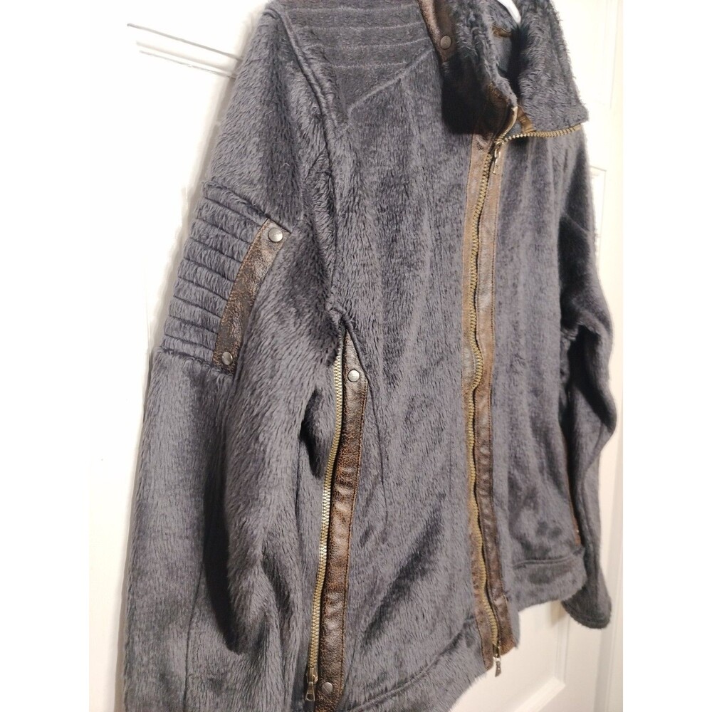 Kuhl Women’s Born In The Mountains Full Zip Gray Fleece Jacket Brown Trim SZ L - Picture 9 of 13